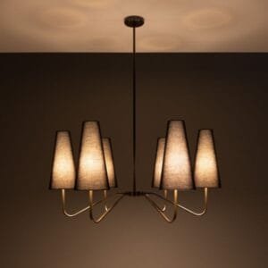 Para Modern Brass Chandelier with Fabric Shades, Six-Arm Four to Six Arm Pendants Great Lighting UK Ltd